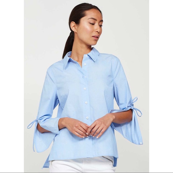 Mint Velvet White Tie Sleeve Poplin Shirt New 8 - Picture 6 of 7